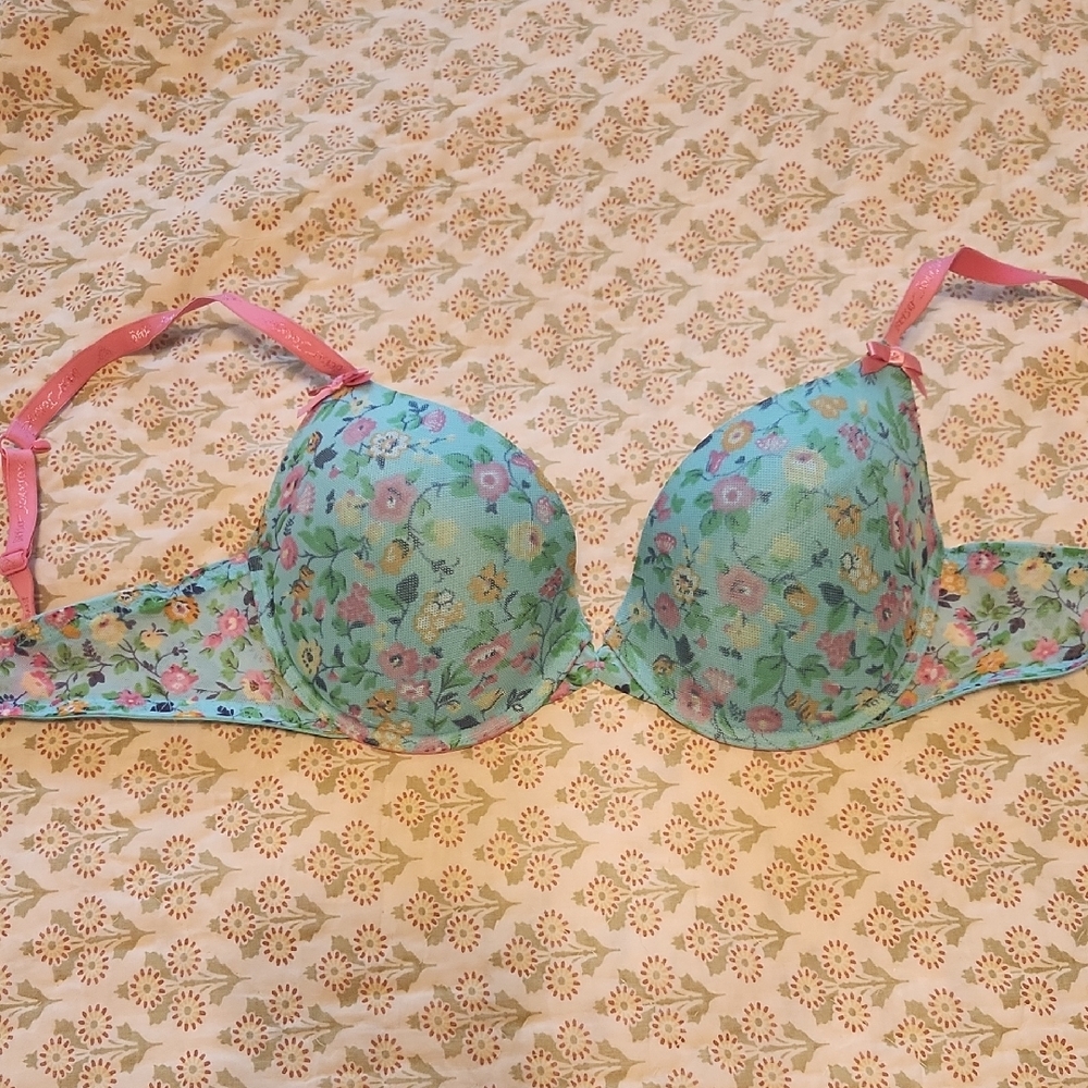 Floral Bra with Pink Straps